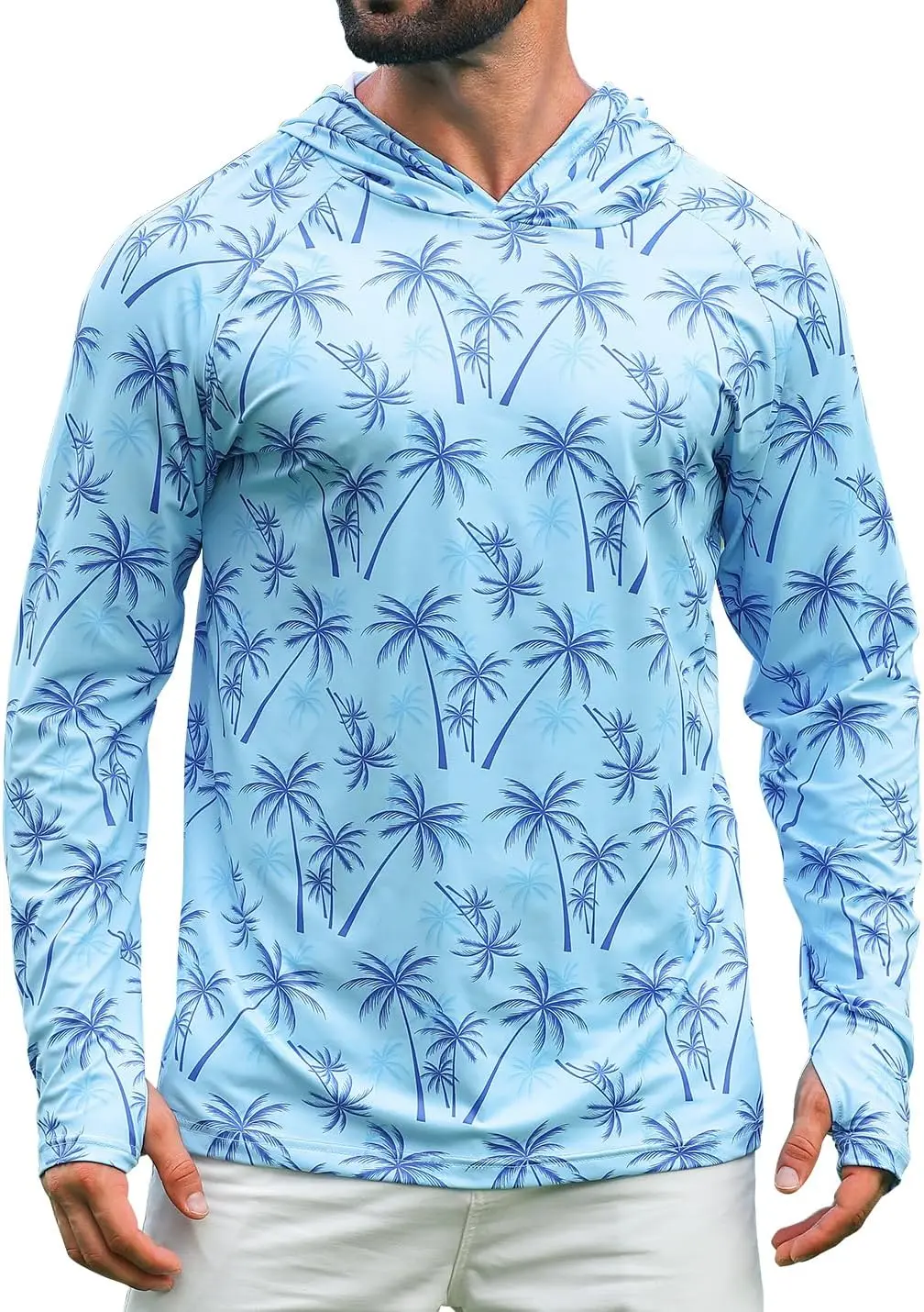 iCKER Men's UPF 50+ Sun Protection Hoodie Shirt Rash Guard Long Sleeve Shirt UV Fishing Outdoor Hiking Swimming Running