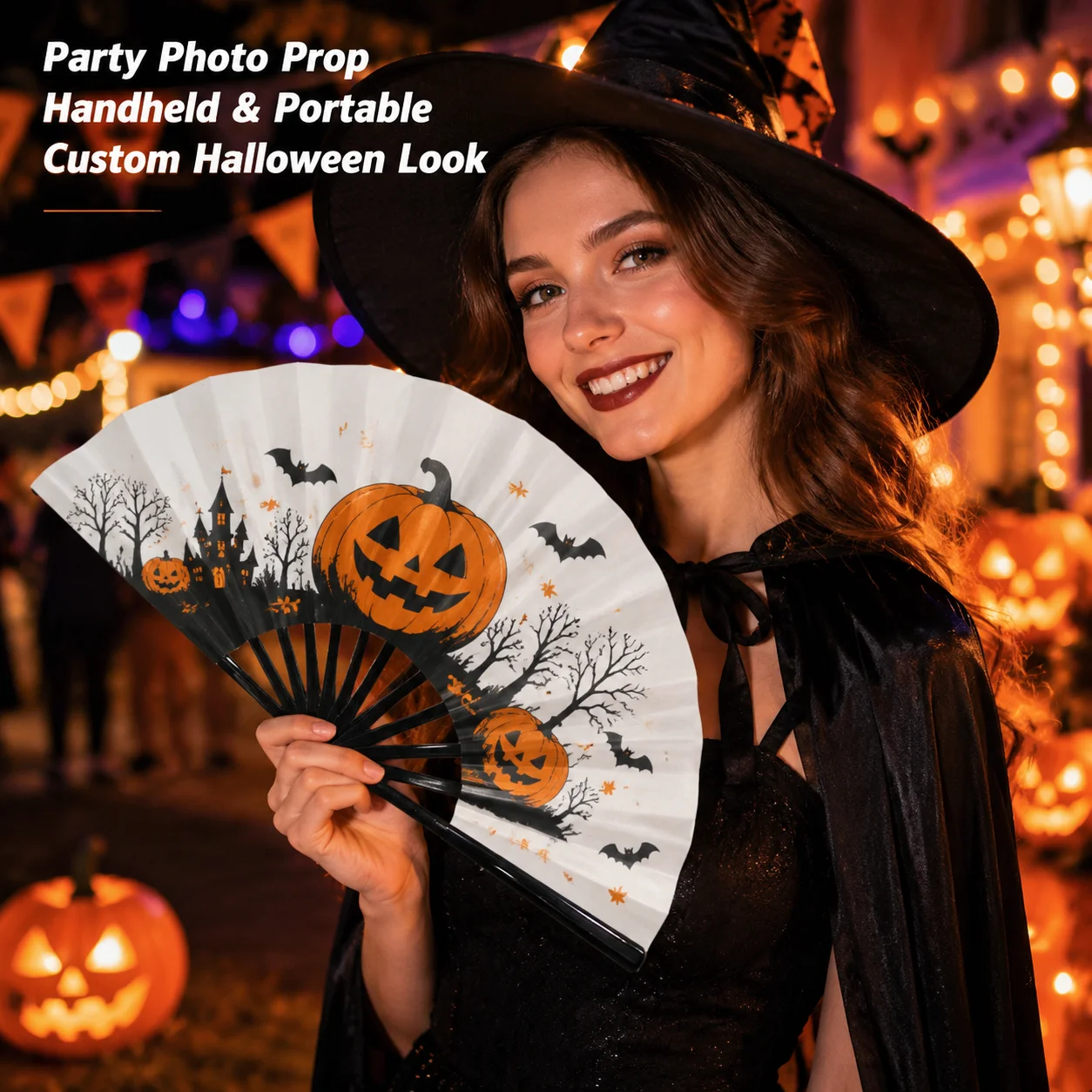 Custom Halloween Folding Fan 8 Inch Personalized Handheld Fan Party Photo Prop Portable Custom Name Logo Gift Wedding Party Favo