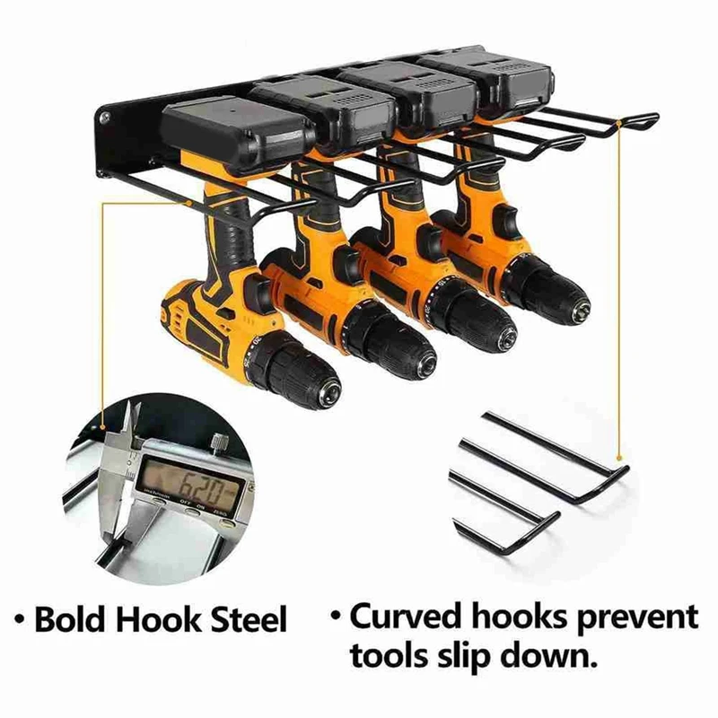 Hand Drill Tool Holder Hand Power Tool Organizer Rack Wall Mount Workshop Garage Mobile Tool Shelf