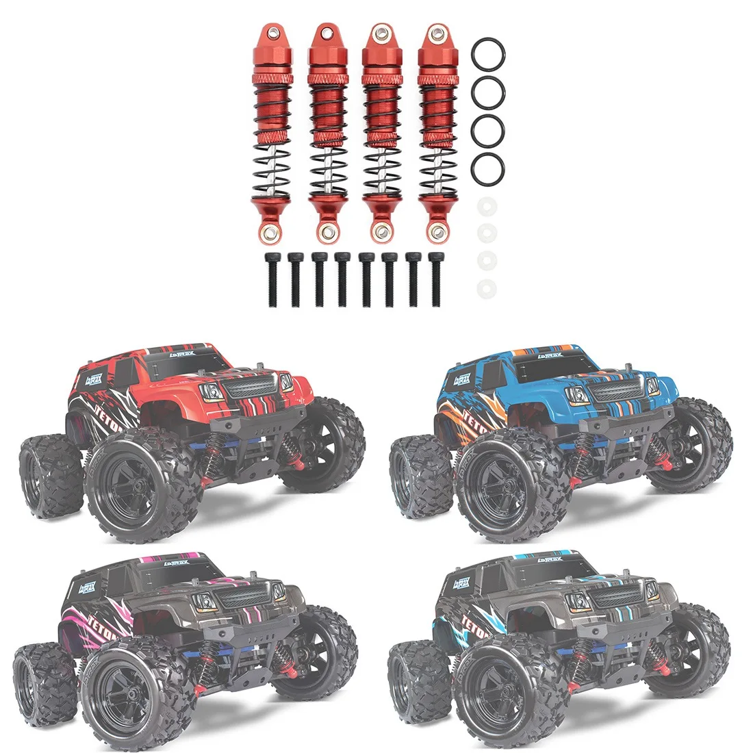 4Pcs Metal Front and Rear Shock Absorber for Traxxas LaTrax Teton Desert Prerunner SST 1/18 RC Truck Car Upgrade Parts,A