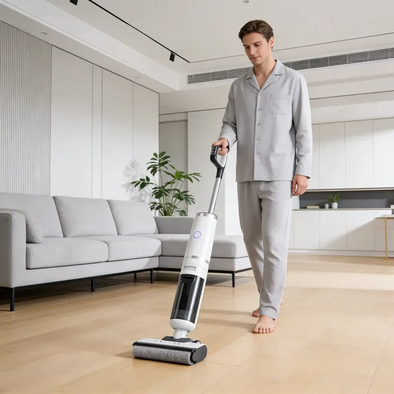 2 in 1 Wireless Wet Dry Vacuum Cleaner Handheld Flat Mop Self Cleaning Smart Household Floor Washer Automatic Sweeping
