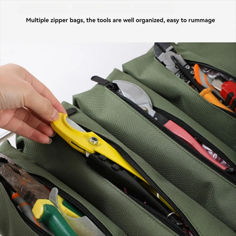 Tool Roll,Multi-Purpose Roll Up Tool Bag,Wrench Roll,Tool Organizer Bucket,Car Wrap Roll Storage Case