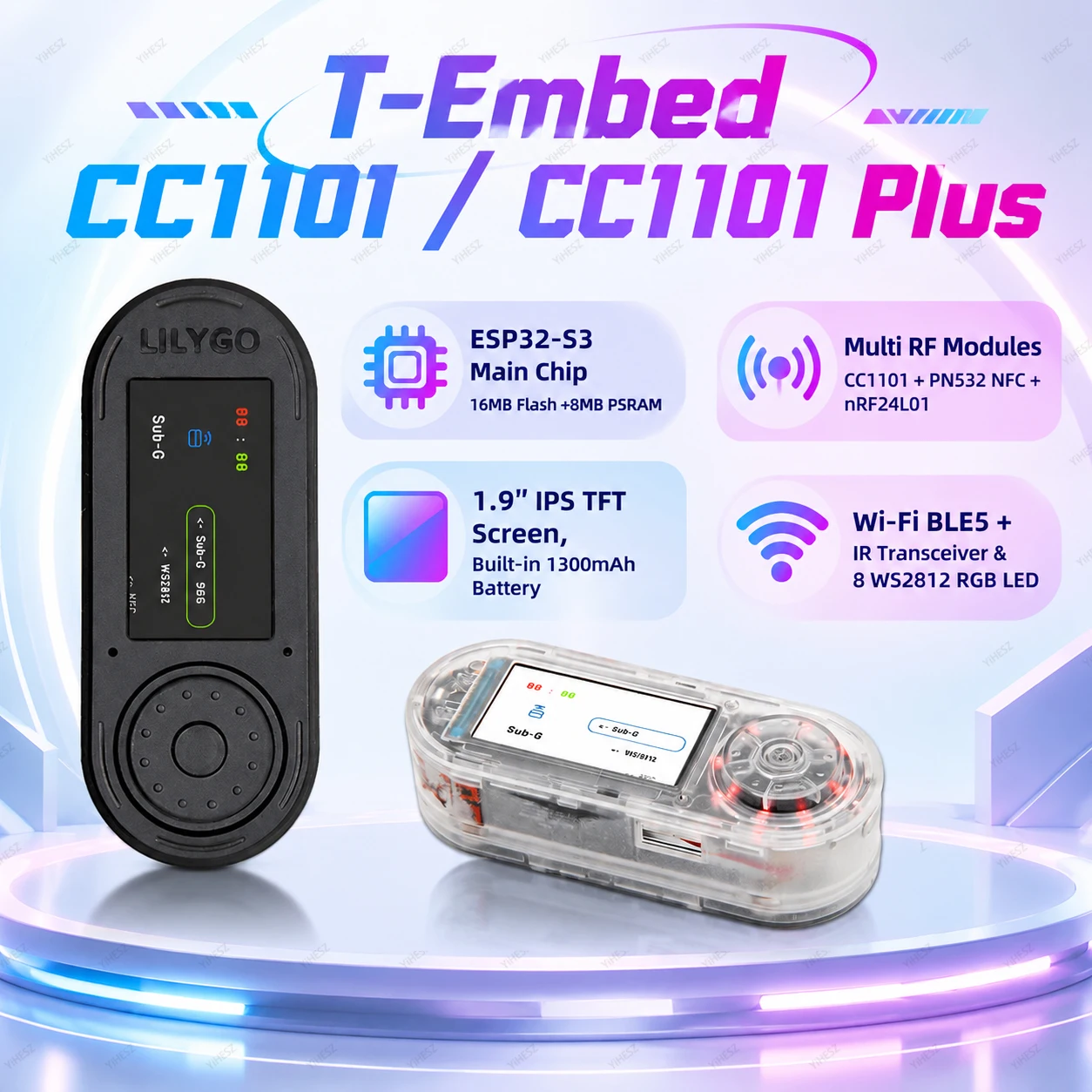 LILYGO T-Embed CC1101 Plus ESP32-S3 Dev Board 1.9