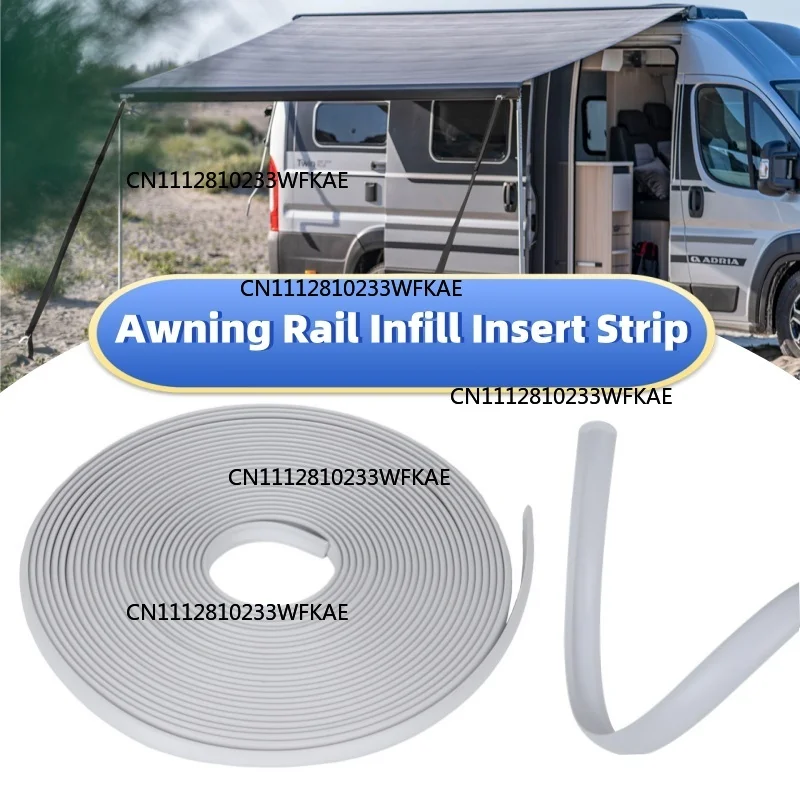 10M Motorhome Awning Rail Infill Insert Strip 12mm White PVC Rail Infill Moulding Trim Herzim Strip RV Camper Exterior Rail