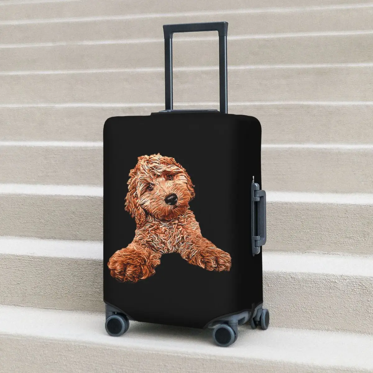 

Cavapoo Labradoodle Goldendoodle Poodle Mix Suitcase Cover Protection Elastic Travel Luggage Protector Covers for 18-32 Inch