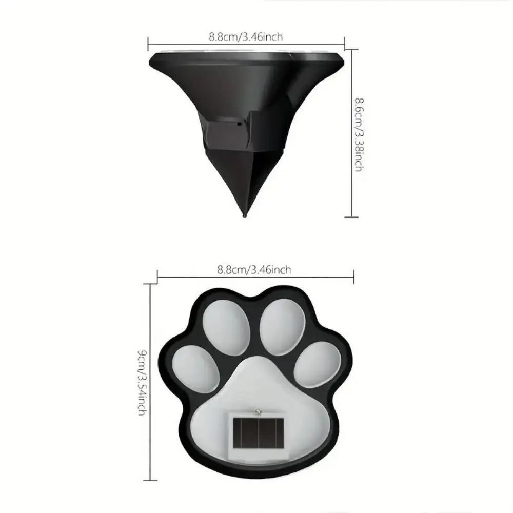 4Pcs Intelligent Light Control Outdoor Solar Light Energy Saving Solar Powered Dog Cat Animal Paw Print Light Durable Waterproof