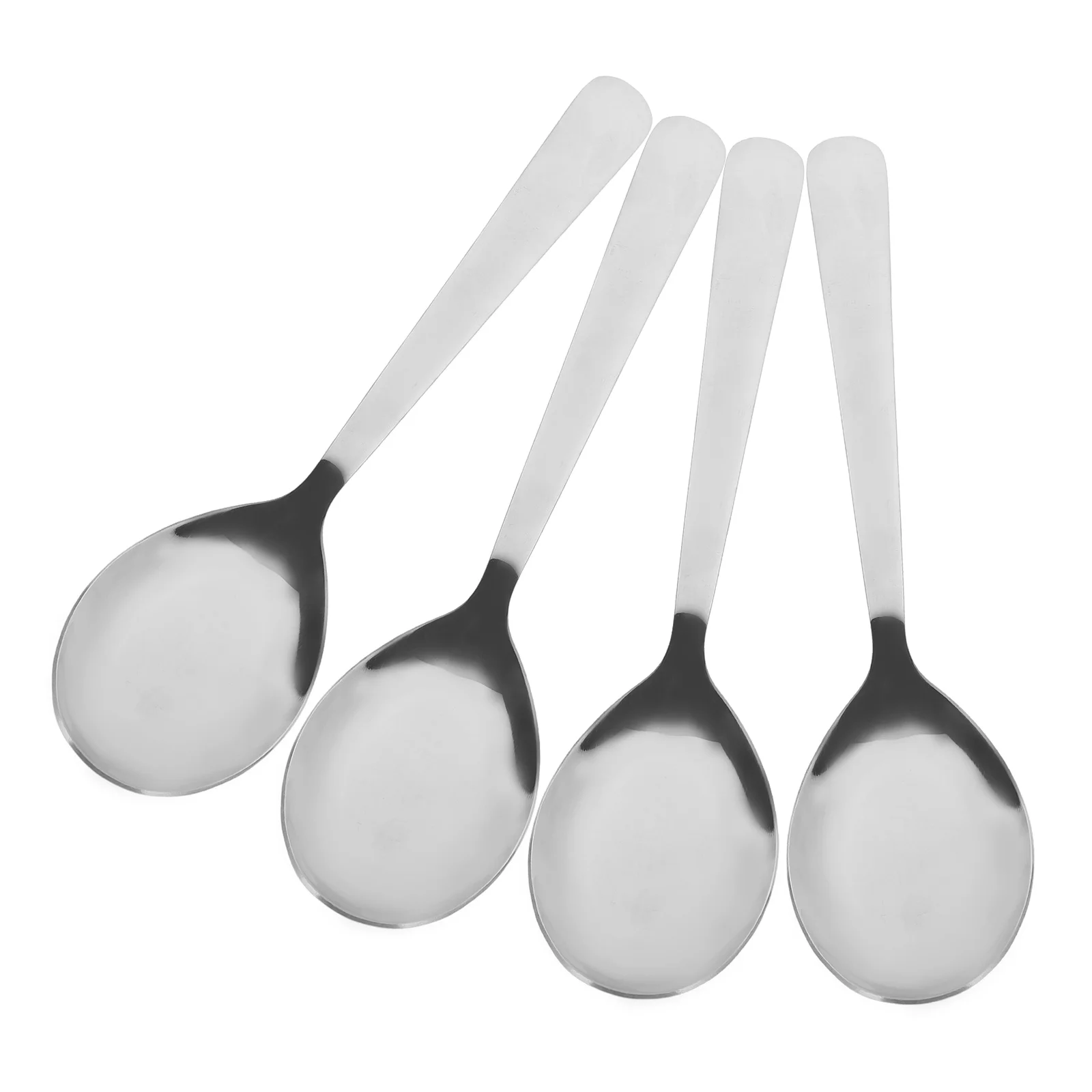 

4 Pcs Spoons Stainless Steel Soup Long Handle Home Silverware Dinner Round Metal Child