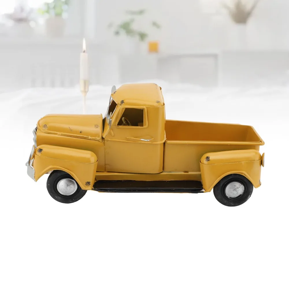 Collectible Vehicles Iron Pickup Truck Model Vintage Tabletop Metal Model Truck Farmhouse Truck Decor Farmhouse Shelf Decor