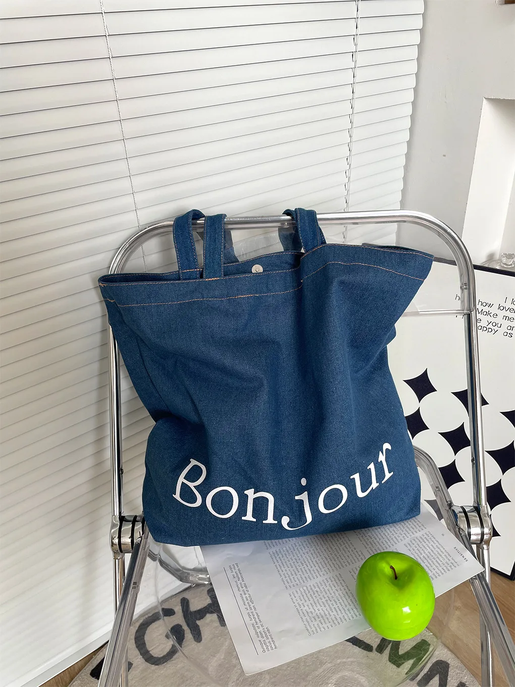 Denim Shoulder Bag Men Fabric Handbag Soft Portable Lady Chic Tote Bags Washed Denim Casual Women\'s Crossbody College Backpack