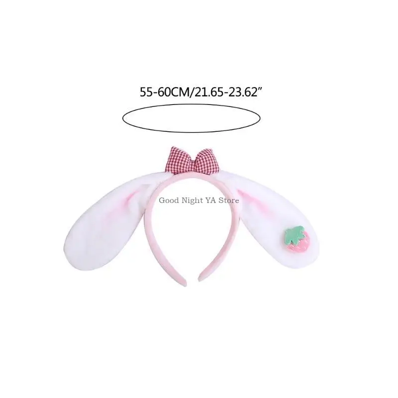 Băng đô hình thỏ đáng yêu có trang trí Strawberrie & Bowknot cho bé gái Cosplay