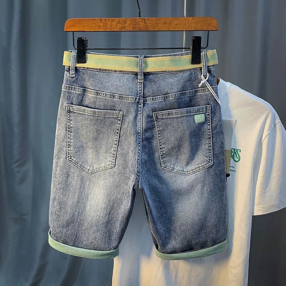 شورت دينم رجالي صيفي رقيق لعام 2025 مع جيوب موضة ريترو موضة الشارع الاتجاه غير رسمي متعدد الاستخدامات فضفاض ومريح قيعان رجالية