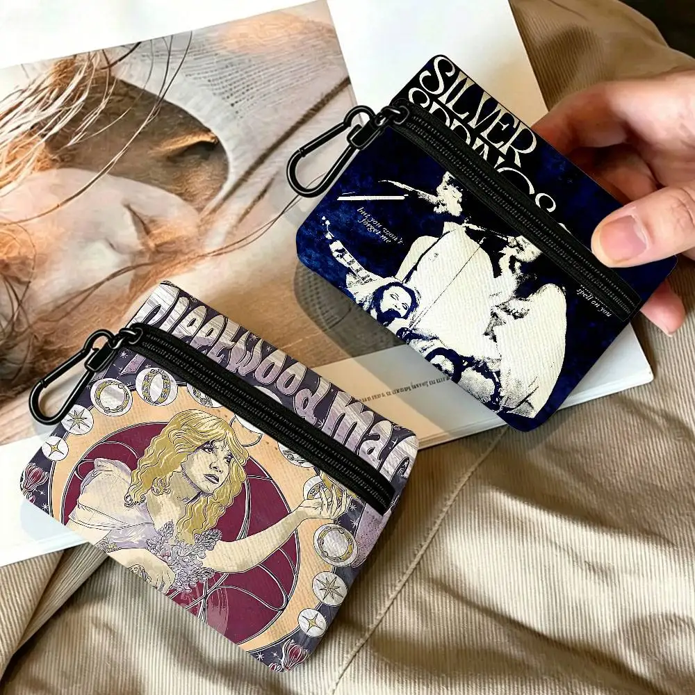 F-Fleetwood Mac Oxford Cloth Zipper Wallet Multifunctional Hanging Coin Bag For Credit Cards Keys Coins Earbuds