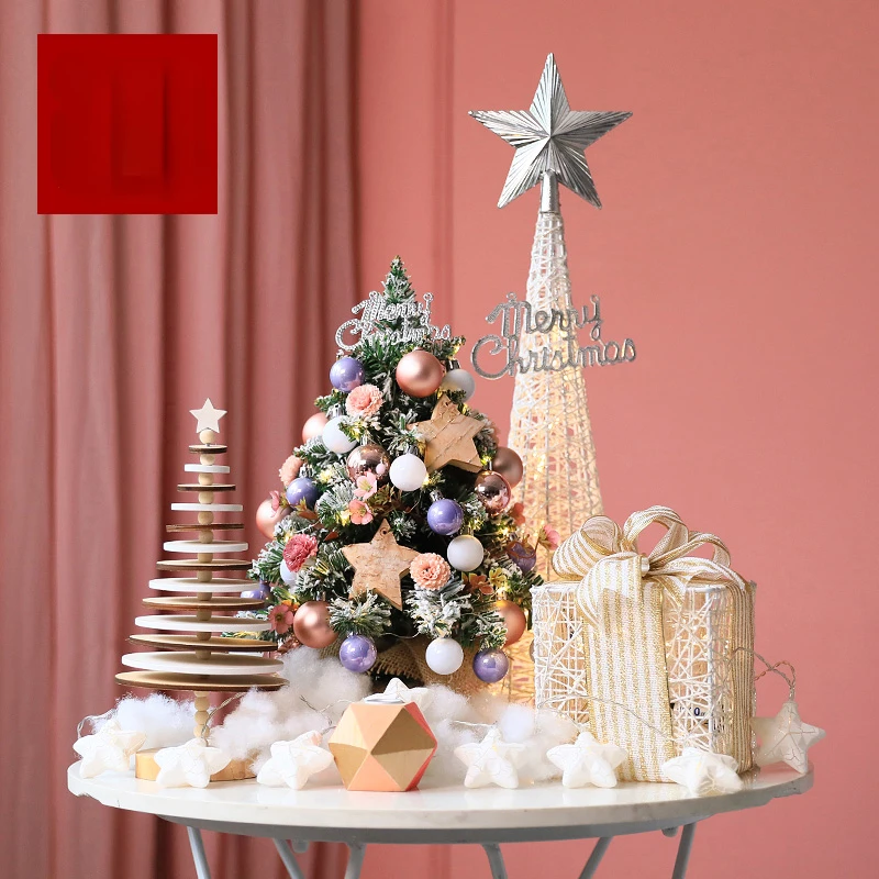 Christmas Tree Desktop Pink Suit Front Desk Cashier Shop Living Room Christmas Small Decoration Package