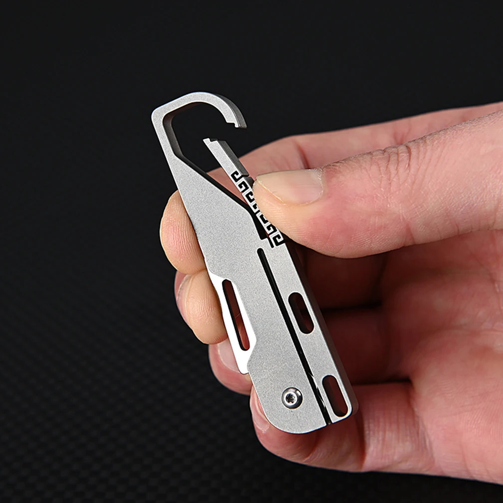 MINI Titanium Alloy Folding Knife Blade Keychain Pendant Pocket High Hardness D2 Paring Knife Outdoor EDC Self-defense Hand Tool