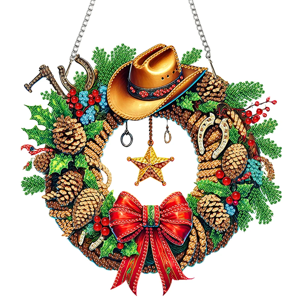 

Christmas Theme 2D Flat DIY Diamond Painting Set Hanging Diamond Art Kits Diamond Art Pendant DIY Home Decor Hanging Charm