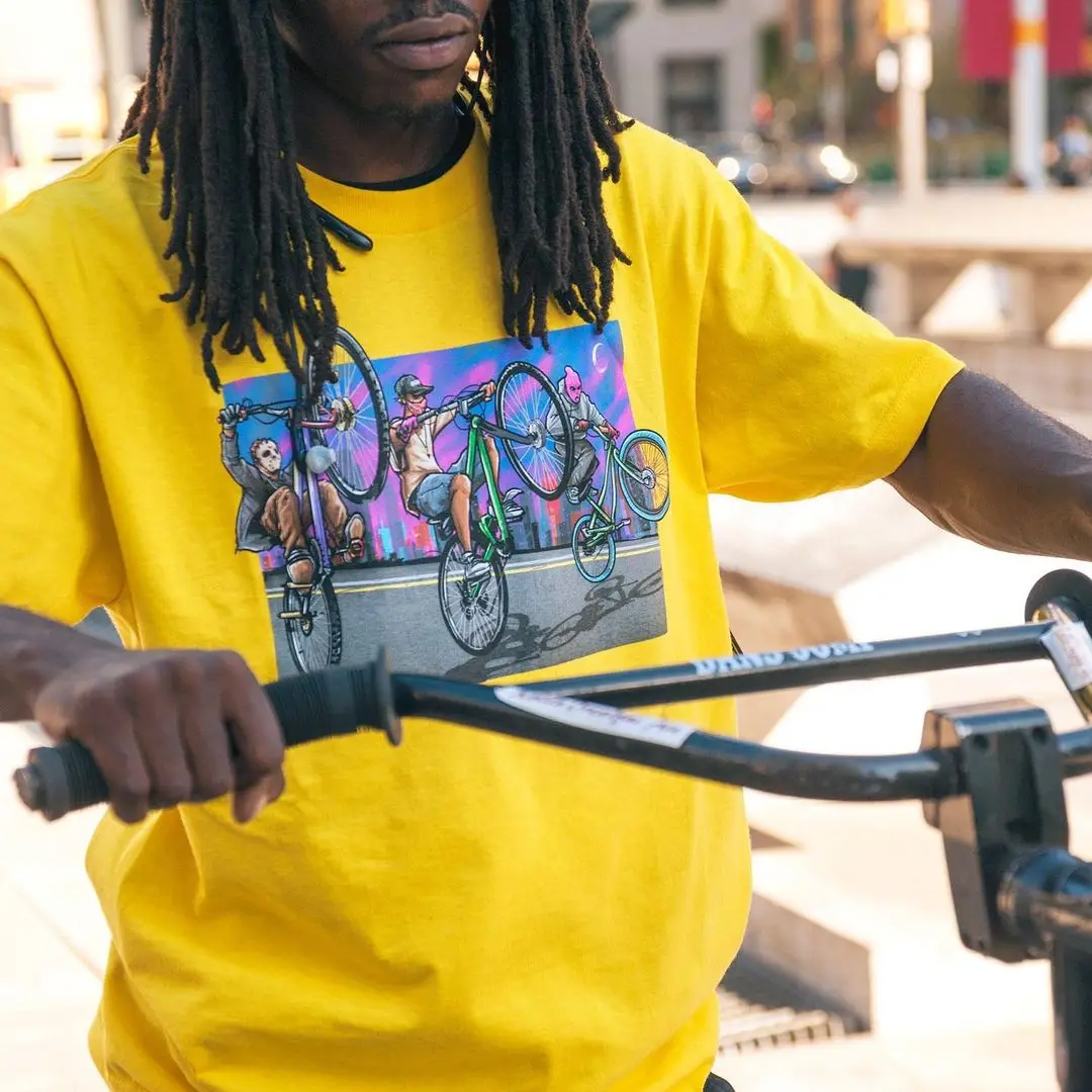 صيف 2025 العصرية الدراجات تي شيرت مطبوع Y2K الرجال فضفاضة والتخسيس رياضي تي شيرت زوجين