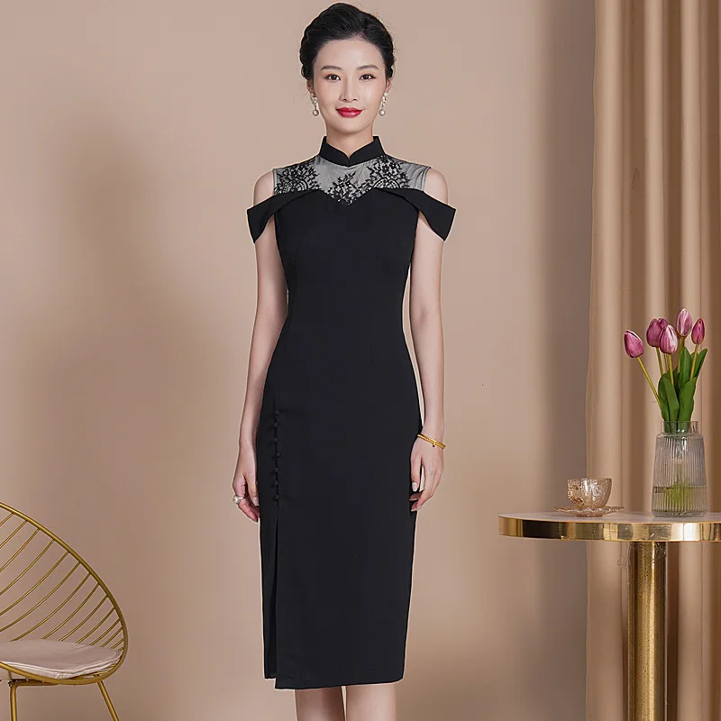 Yourqipao Chinese Mother's Wedding Dress Elegant Cheongsam Qipao Evening Dress Wedding Guest Prom Gowns