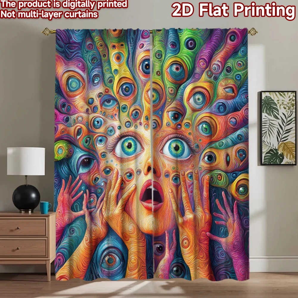 1 Stück 2D flacher Fotohintergrund, Party-Hintergrund, bunte Augen und Hände, 100 % Polyester, für Geburtstagsfeiern geeignet