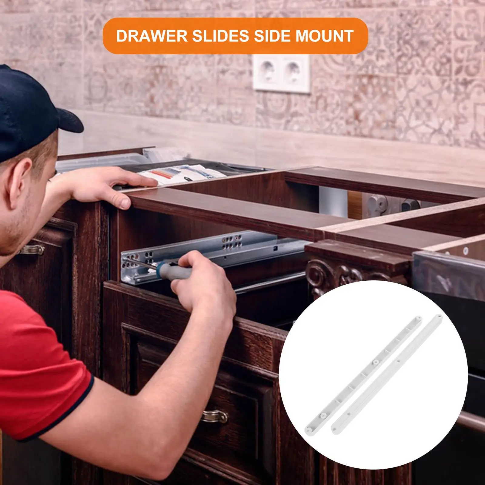 2 Pcs 298mm White Plastic Drawer Rails Full Extension Slides for Cabinet Vanity Dresser Smooth Quiet Easy Install Multi