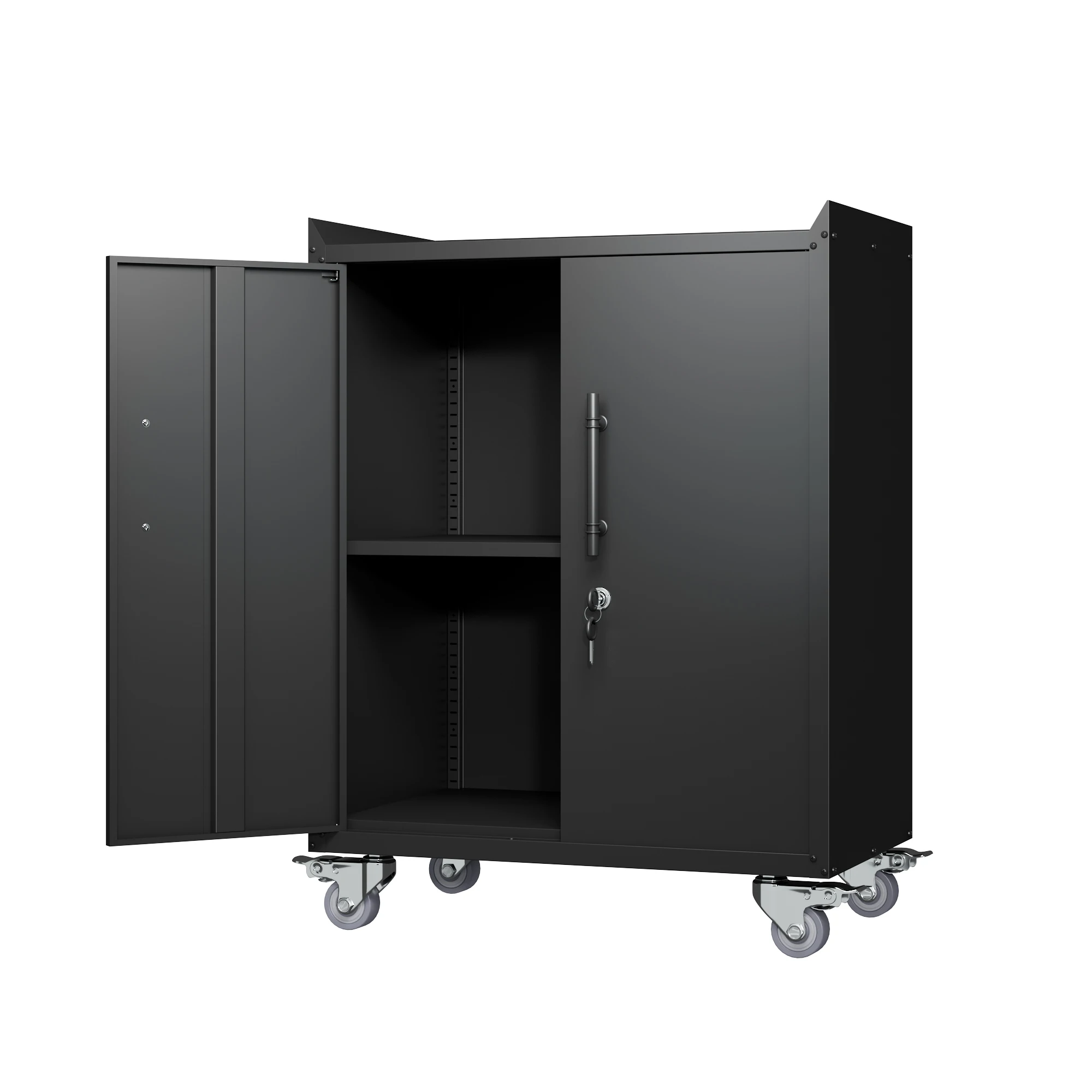 Garage 2 door tool cabinet,Locking metal storage cabinets with wheels,rolling toolbox,Lockable garage storage cabinet