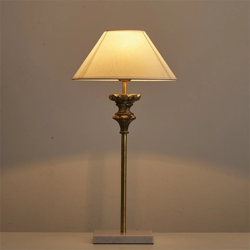 Retro wood gold distressed craft table lamps study tabletop decorative lamp bedside lamps living room dining sofa desk lights