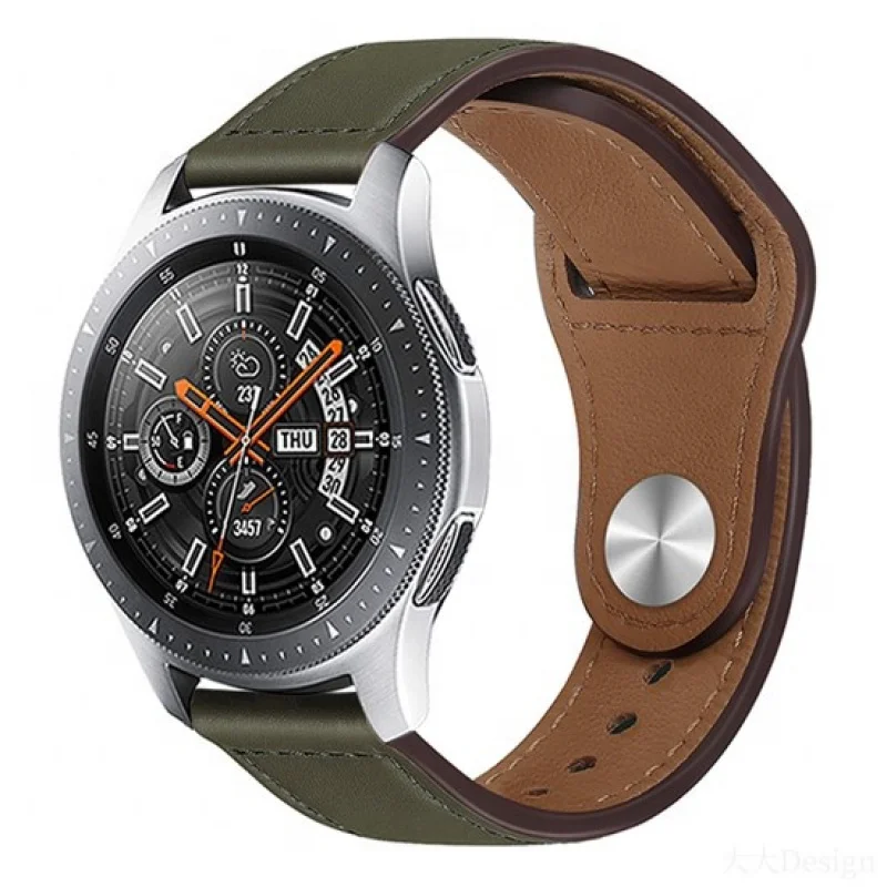 20mm22mm Smart watch belt  for Samsung for Huawei watch3 PU leather color contrast buckle