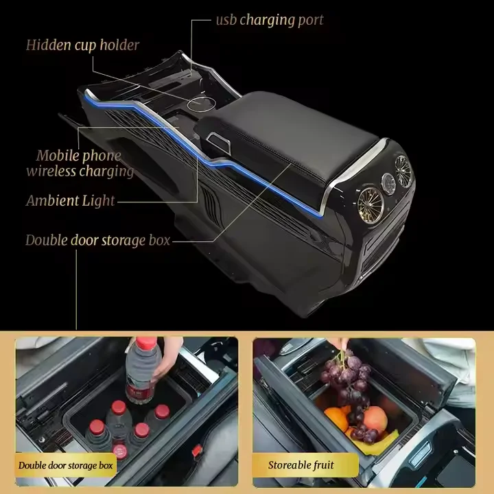 자동차 내부 액세서리에 적합한 무선 충전 통합 센터 암레스트 박스 자동차 암레스트 박스/콘솔