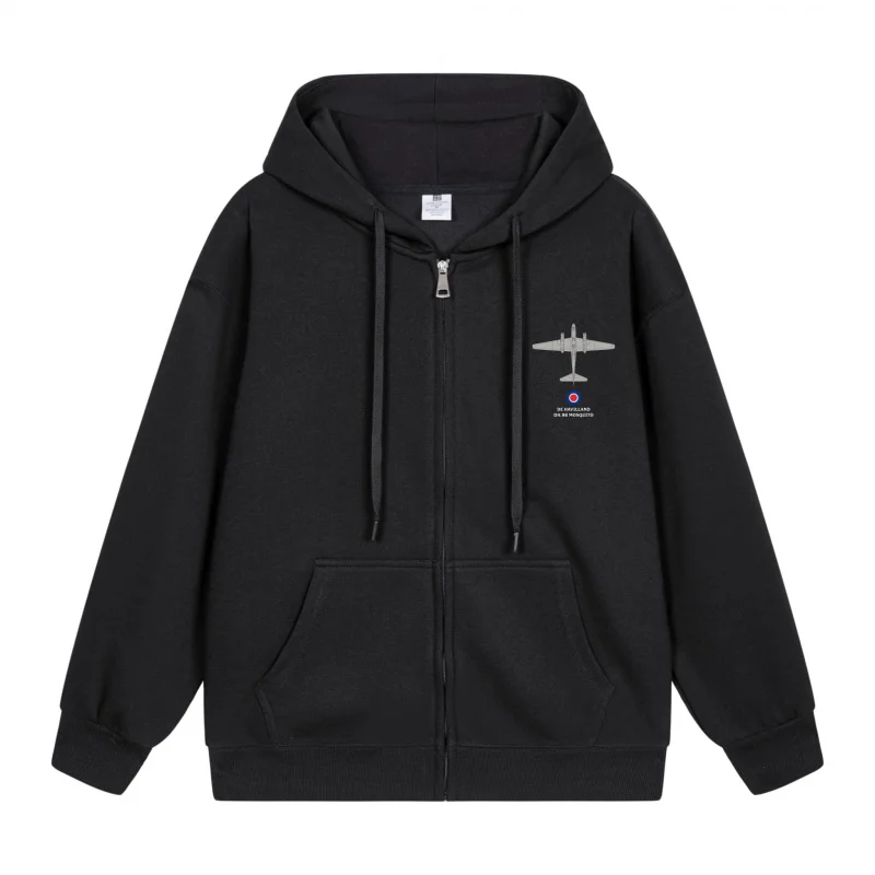 

Men's Zip-Up Hoodie Airplane Emblem On Black Hoodie 2025 New Style Casual Couples’ Style Couples’ Style