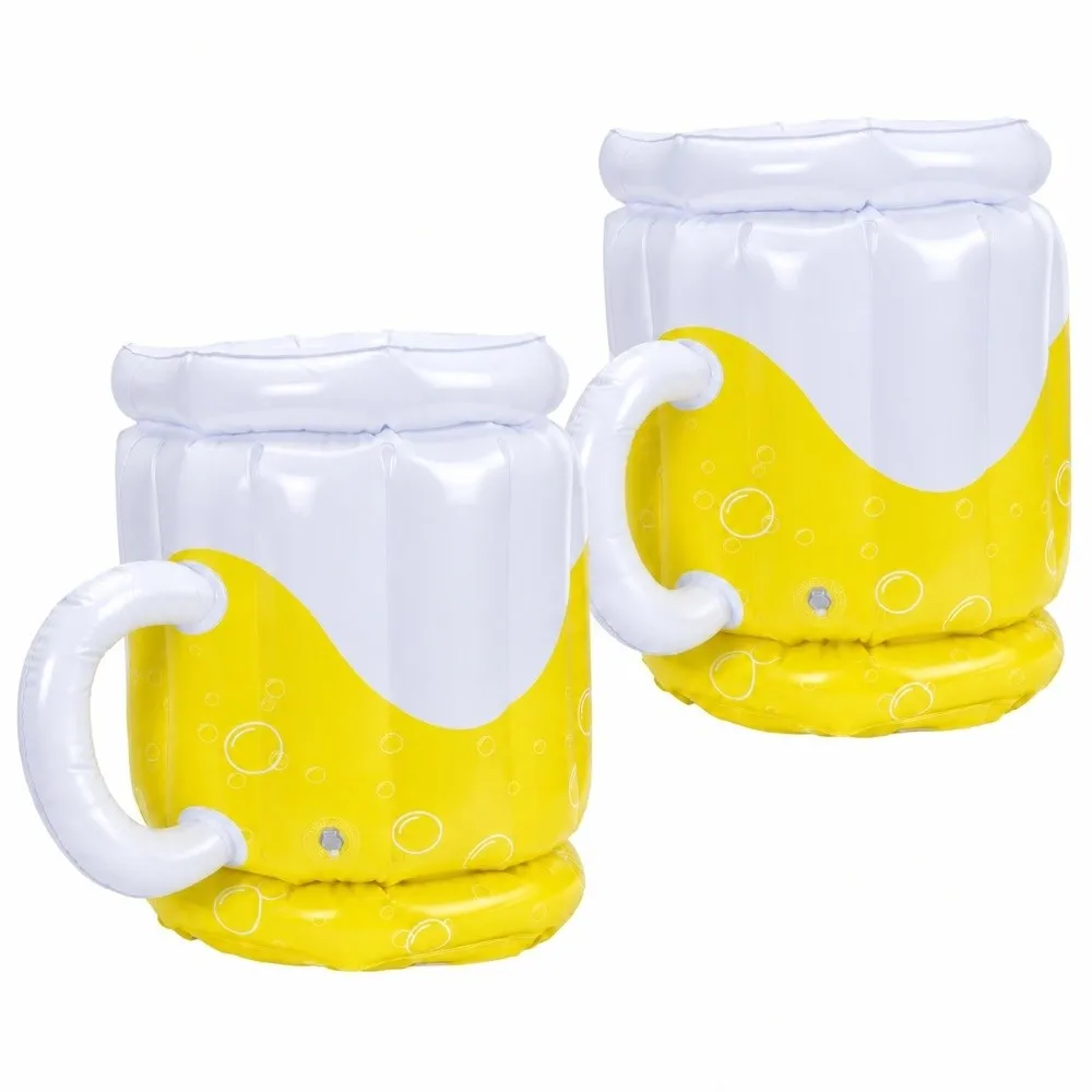 2 Pcs Convenient Extra Large Inflatable Cooler Floating PVC Ice Bucket Beverage Chiller Bin BBQ