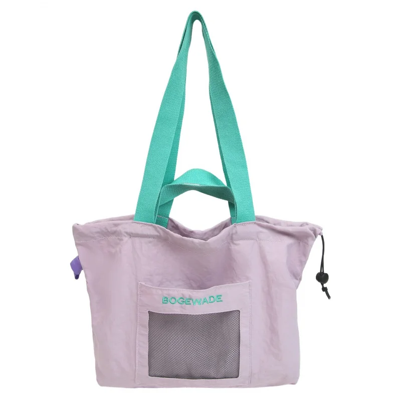 

Foldable Drawstring Shoulder Bag for Women, Lightweight Commuter Handbag, College Student Class Bag, Travel Backpack, Shopping B