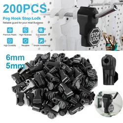 200PCS 6mm 5mm Peg Hook Locks Plastic Red Stop Locks Security Pegboard Store Supermarket Convenience Lock Anti-theft Hook Black