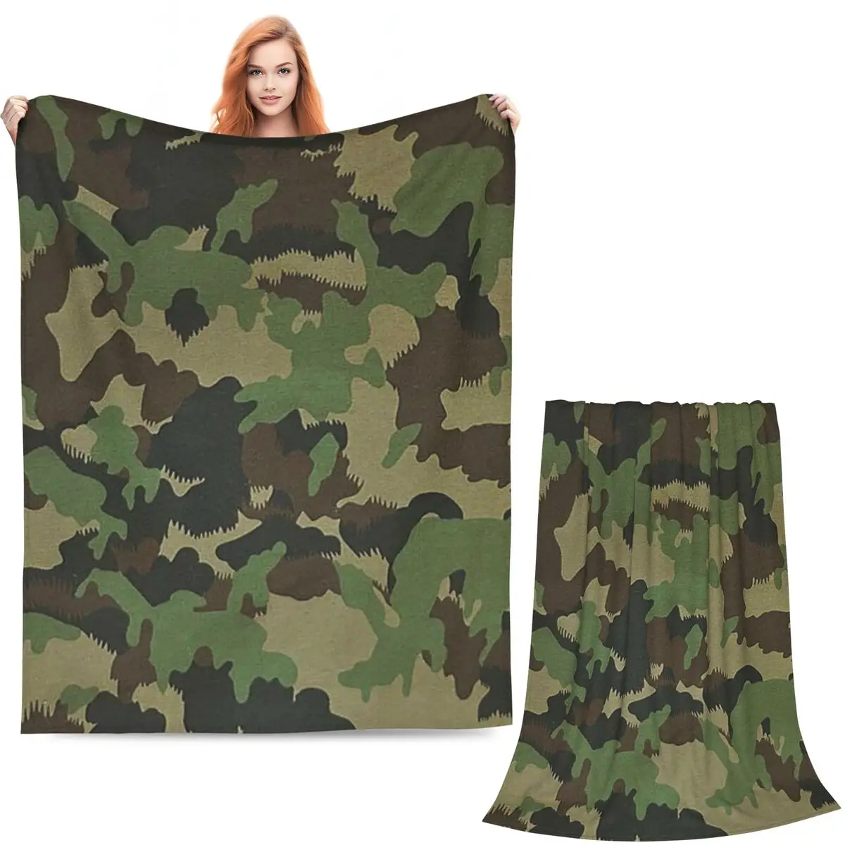 TAZ 90 Swiss Camo Military Tactical Gear  Blanket Soft Warm Flannel Throw Blanket Bedspread for Bed Living room Picnic Sofa