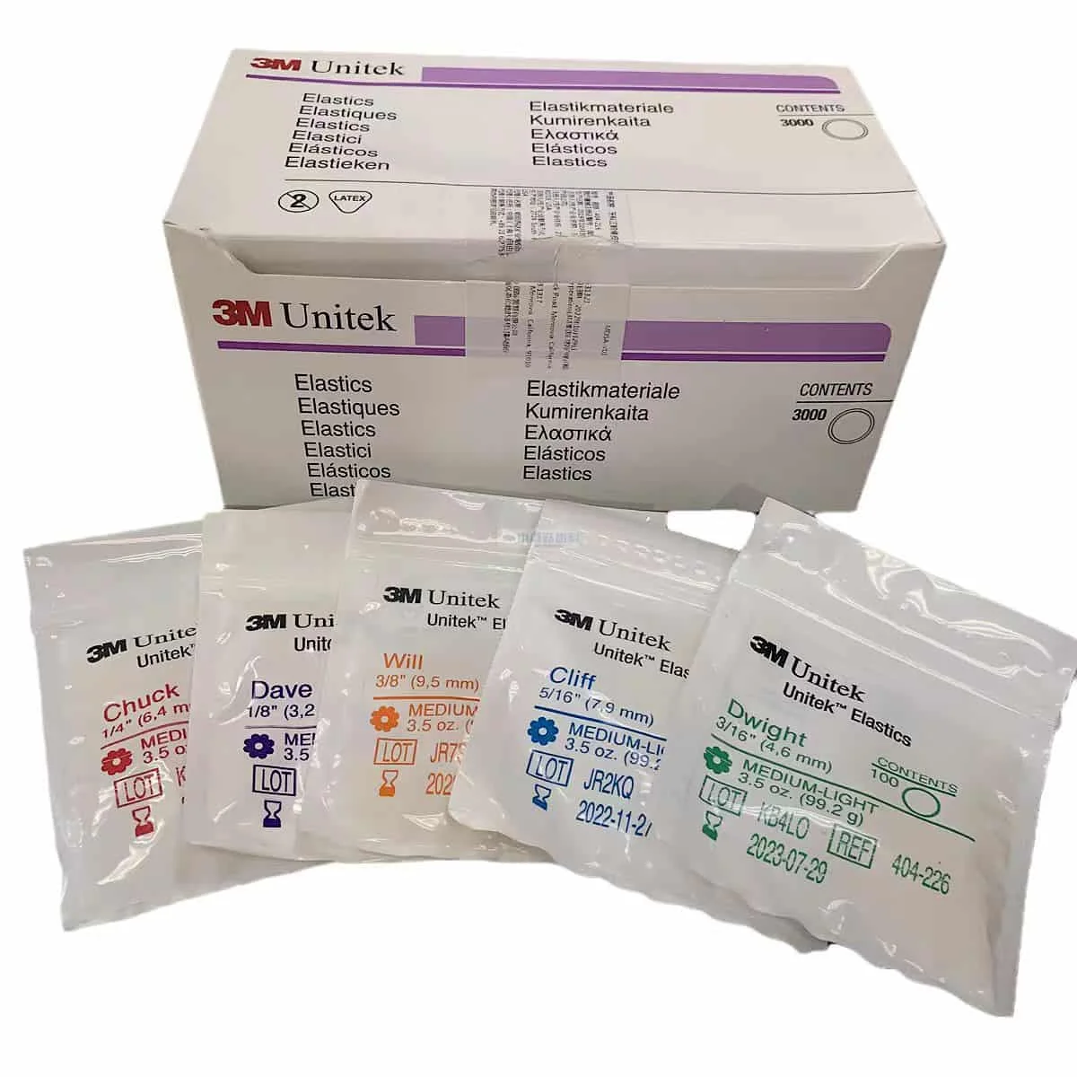 

3M Unitek Стоматологические ортодонтические резиновые ленты и ортодонтические тяговые кольца для полости рта, 30 упаковок в коробке, Totaling 3000 шт.