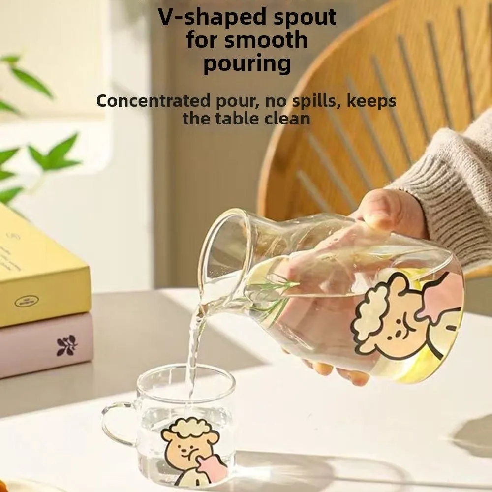 

Cute 600ML Korean Coffee Cup Glass Modern Design Juice Cup Large Caliber Cute Pattern Sippy Cup For Brewing Coffee Matcha