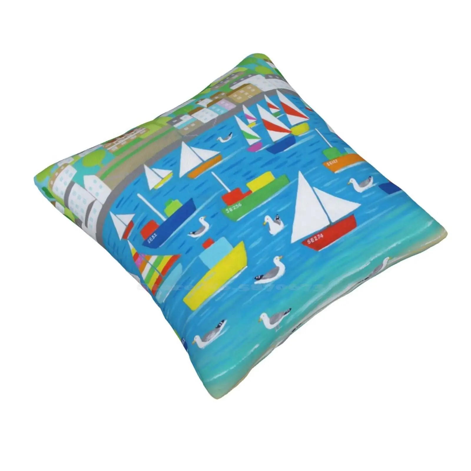 Salcombe Seagulls Pillows Case Bedroom Home Decoration Devon South Hams Kingsbridge Brixham Hope Cove Holiday Seasided Boats