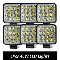 白い丸いLEDワークライト、スポットライト、フラッド、スクエア、オフロード、4x4、12v、24v、atv、suv、bike2 pcs、4 pcs、3 