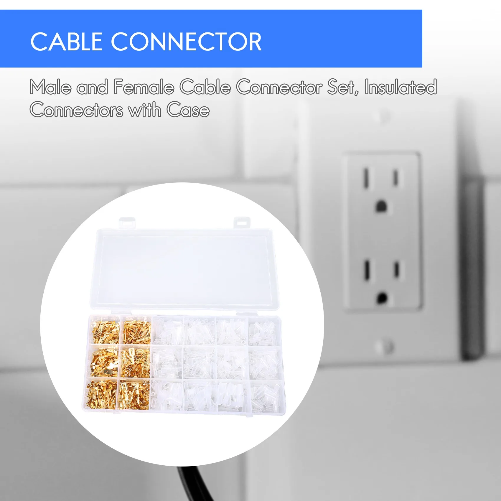 300-Piece Male and Female Cable Connector Set, Insulated Connectors with Case (2.8 mm, 4.8 mm, 6.3 mm)