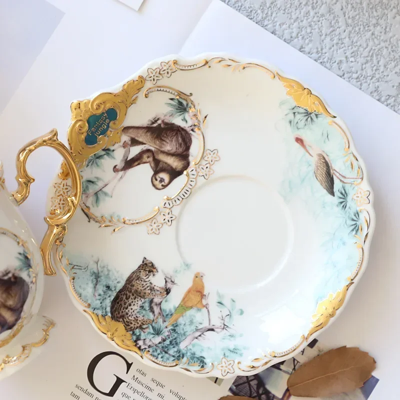 Nordic Jungle Animal Cup Drinking Set Light Luxury Fashion Coffee Cup Saucer Ceramic Cup Modern Simple Home Afternoon Tea Cup