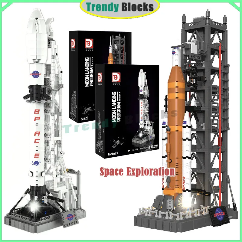 Creative Expert Moon Landing Program Space Rocket X Buildings Sets,City Model Buildings Blocks Gift for Adults Kids 869+PCS