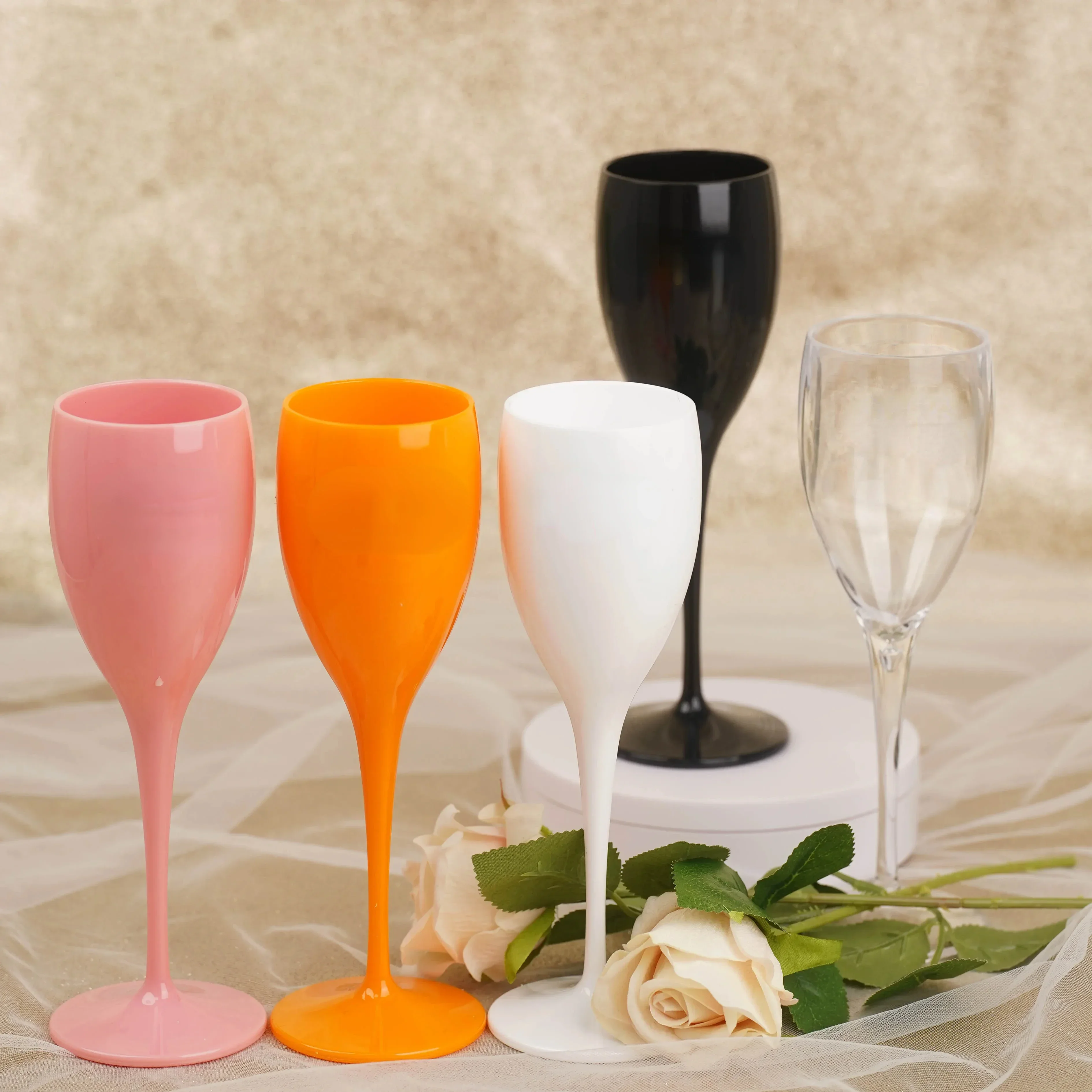 1 PCs Moet Champagne Flutes Glasses PP Plastic Wine Glasses Dishwasher-safe White Acrylic Champagne Glass Transparent Wine Glass