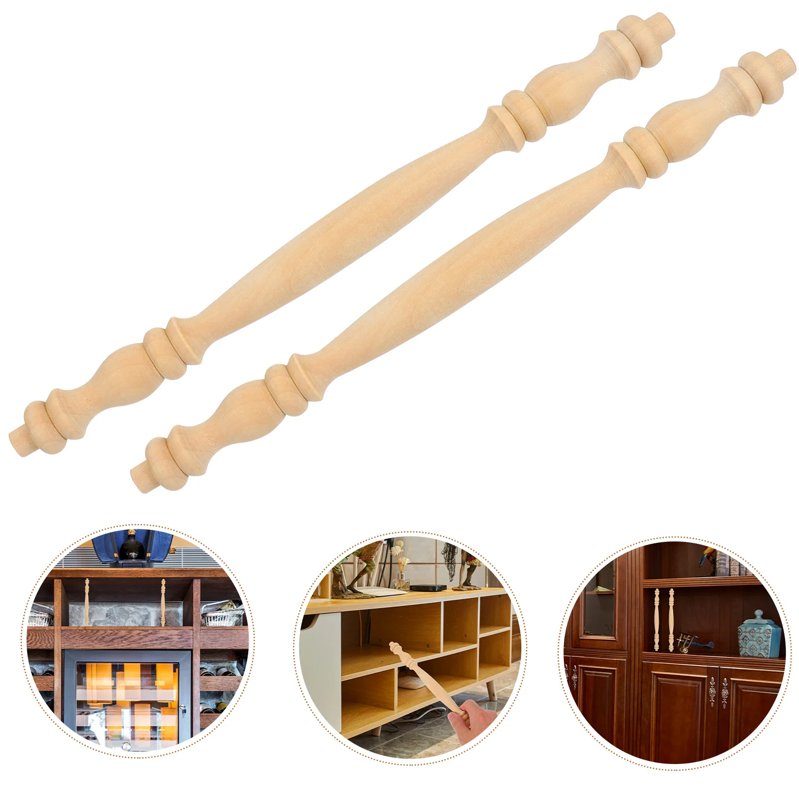 2 Pcs Solid Wood Cabinet Baluster Spindles for Crafts Staircase Balusters Wooden