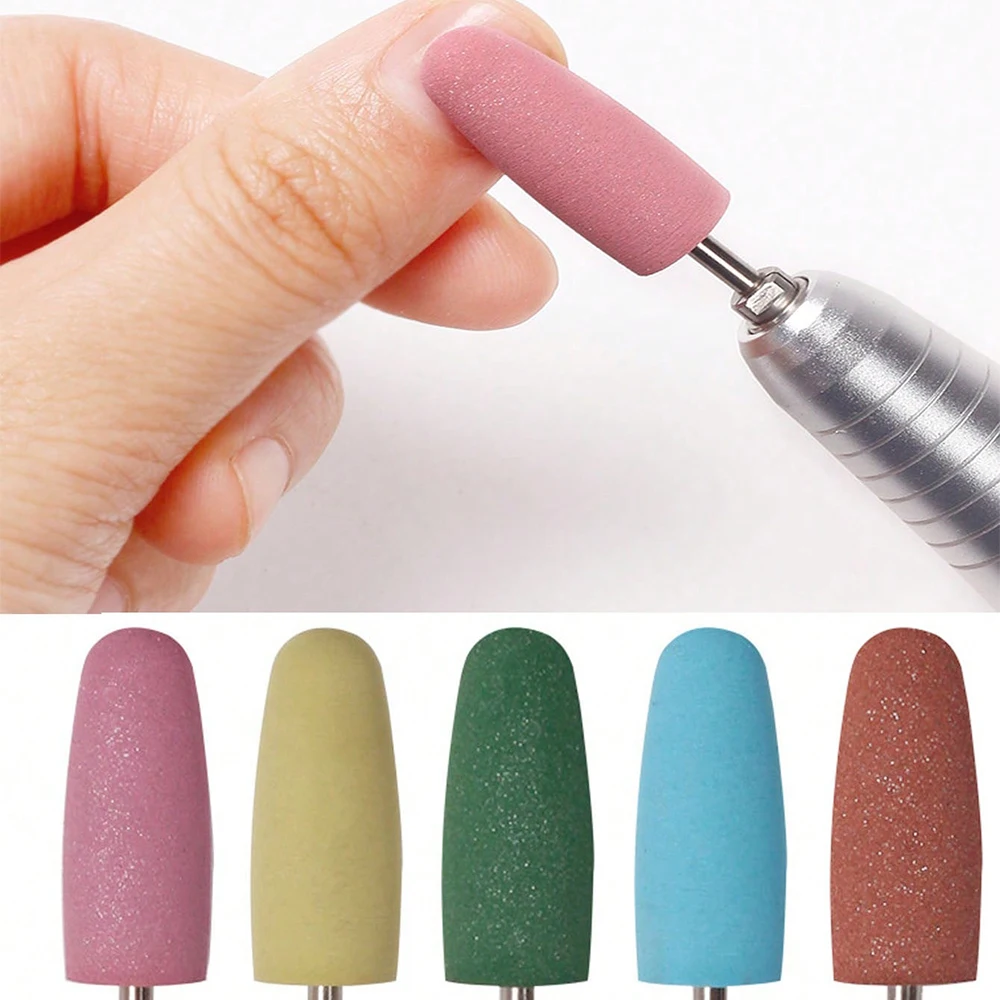 5Pcs Colorful Rubber Silicone Nail Drill Bit  2.5*1cm Flexible Milling Silicone Cutter Nail Bit Professional Silicone Nail Bits