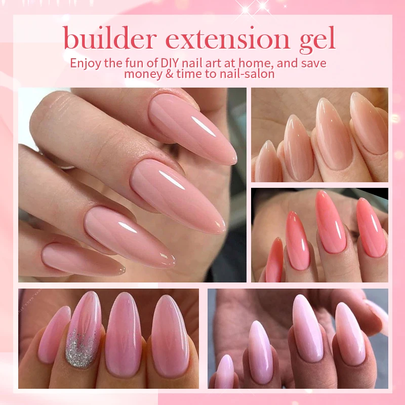 Geboren hübsche 30ml Verlängerung Nagel Gel Nagellack milchig Gelee nackt rosa Acryl nägel Glitzer Pailletten UV verlängern Gel einweichen