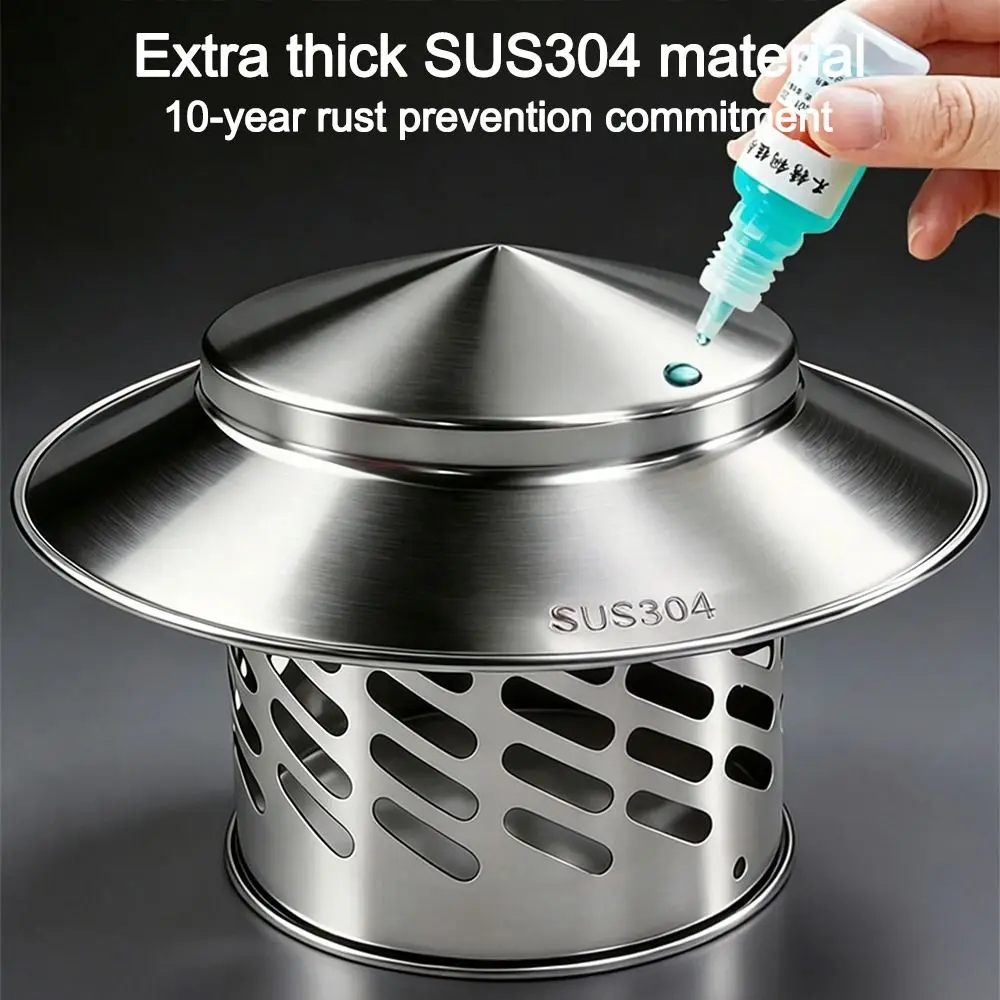 Durable 80/110/160/200mm Chimney Cap Stainles Steel Multifunctional Ventilation Ducts Rainproof Cover