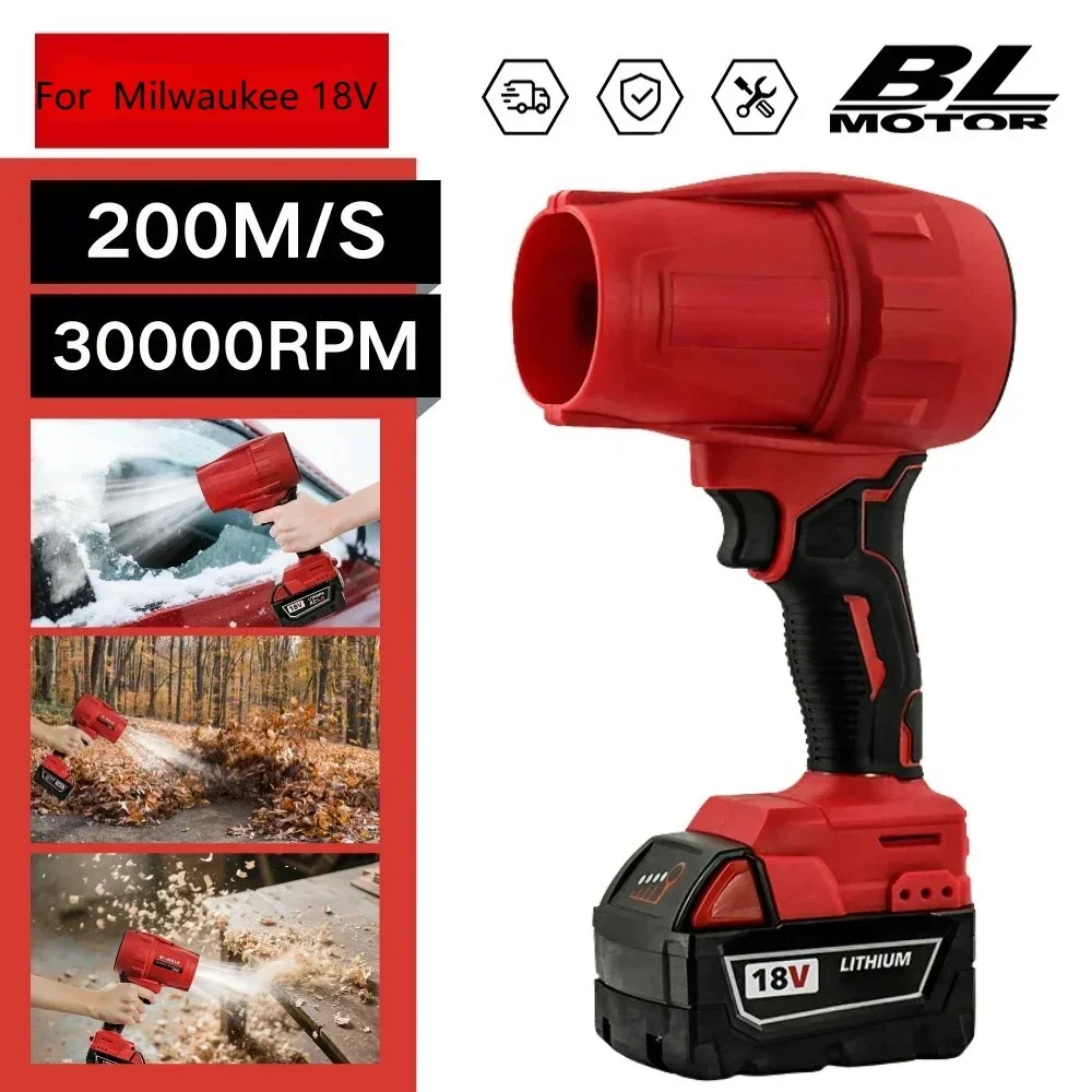 

For Milwaukee18V Brushless Electric Turbojet Fan 30000r/min Super Strong Wind Force Car Dust Removal Tool Car 18V Battery new