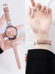 20mm 22mm Luxury strap for Samsung Galaxy watch 7/FE/6/4/classic/3/5/5 pro Leather Diamond bracelet Huawei Gt 5-4-3-pro-2e band