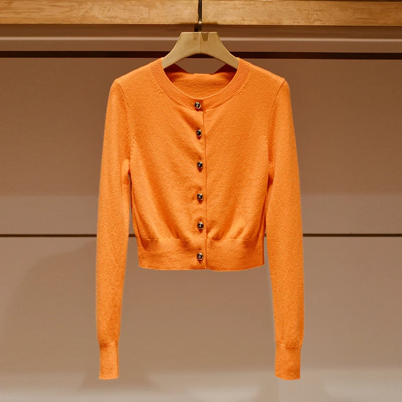 

Faionable ort Sve Long Sve round Ne Трикотаж для женщин Модный оранжевый открытый кардиган Sle JOOva Commute Sle Slim...