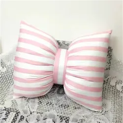 25X18CM Pink Stripe Bow Cushion Sofa Back Pillow Office Lumbar Pillow Photography Cushion