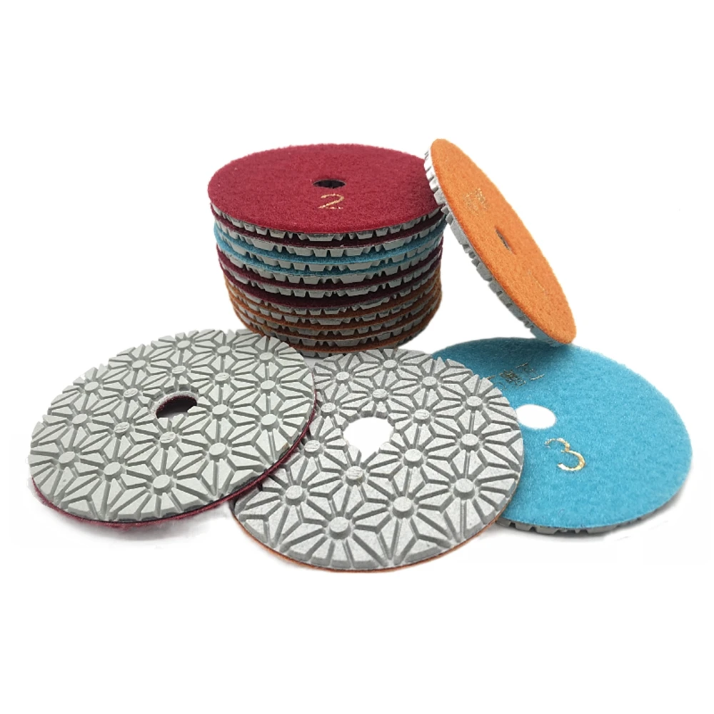 3PC 4 Inch 100mm Dry/Wet Diamond 3 Step Polishing Pads Granite Concrete Marble Polishing Use Grinding Discs Set Power Tools