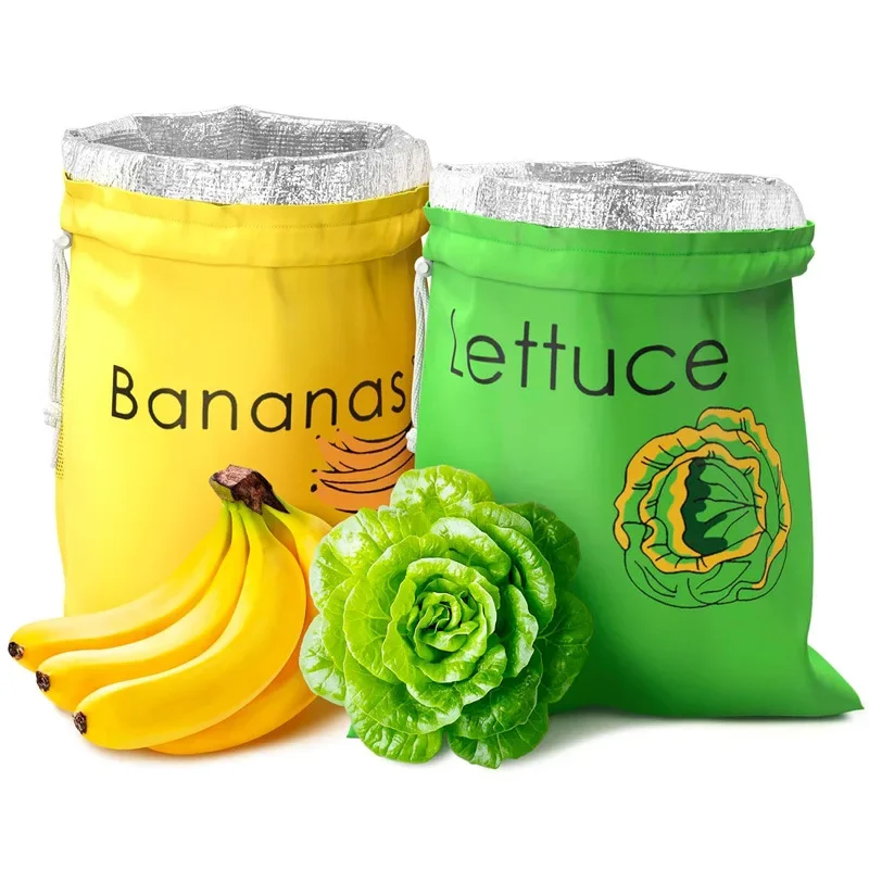 Insulated Vegetable and Fruit Shopping Bags, Storage Bags, Lettuce, Banana Preservation, Bundle Mouth Food Preservation